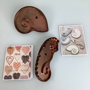 Vintage Martha by Mail Sea horse and Nautilus large Copper cookies Cutters NWOT